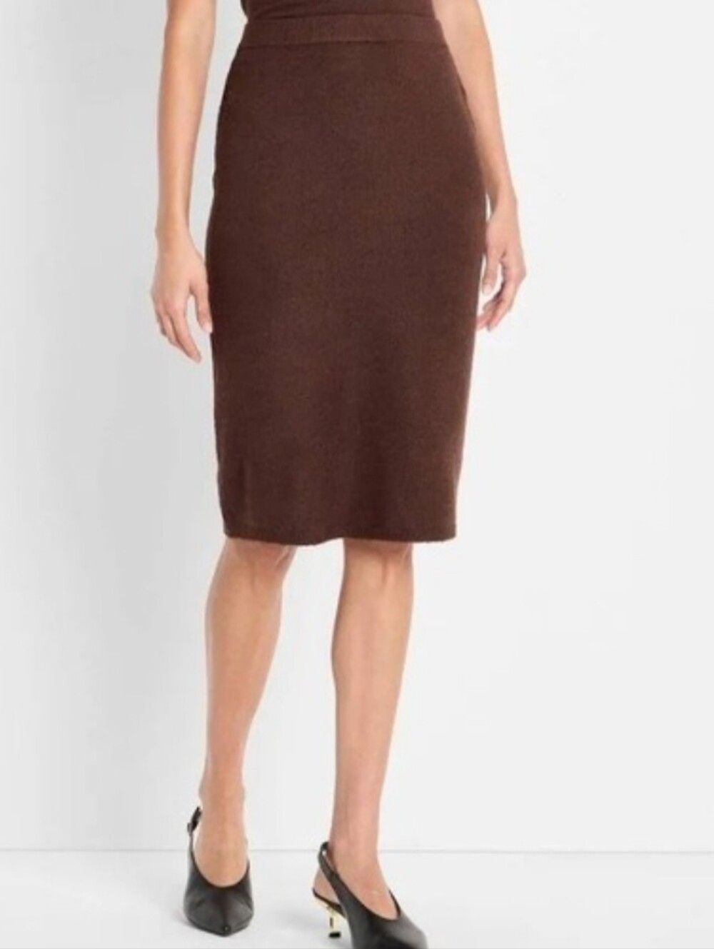 NEW Future Collective Classic Brown Knit Sweater Like Pencil Skirt Lady's Med